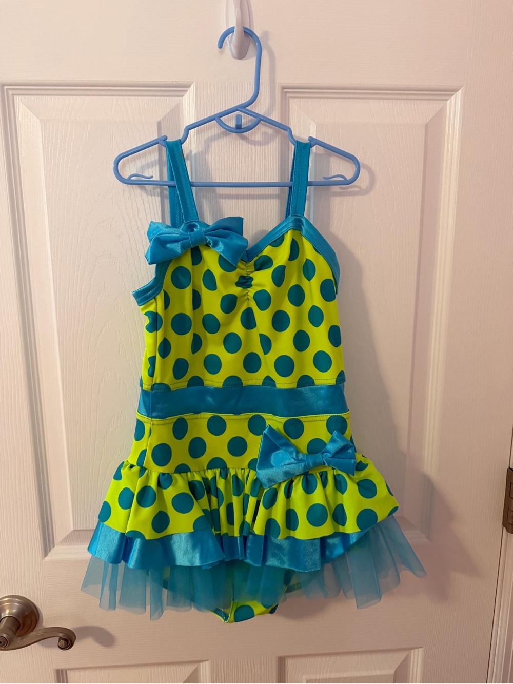 Weissman Lime and Teal Polka Dot Girls' Dance Costume